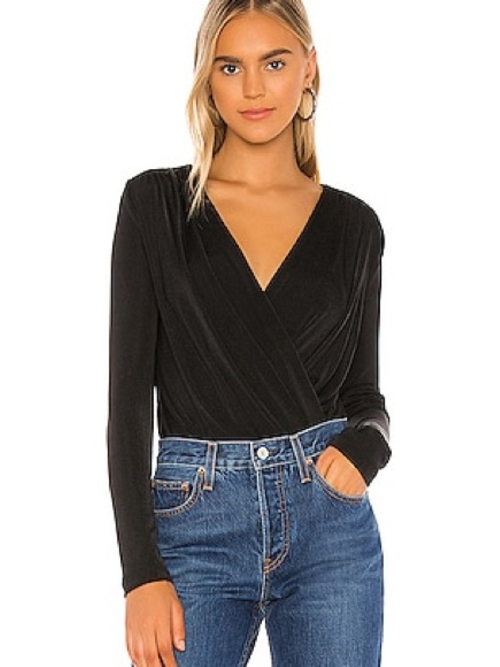 Intimately Free People Turnt V-Neck Wrap Long-Sleeve top, bodysuit, sz S, guc